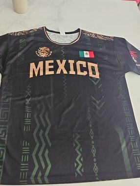 Mexico Black Graphic Jersey with Gold Lettering